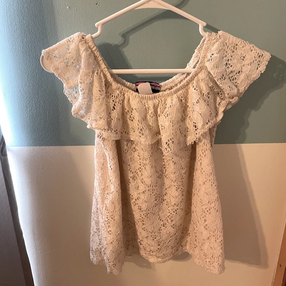 Cream lace off the shoulders top